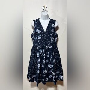 Kate Spade Prairie‎ Rose Fit And Flare Dress With Pockets 100% Cotton Size 12